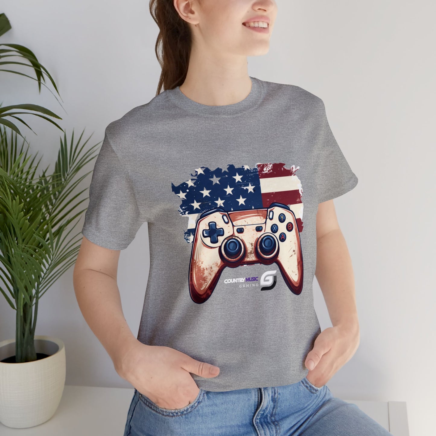 USA Flag/Controller - Unisex T-Shirt