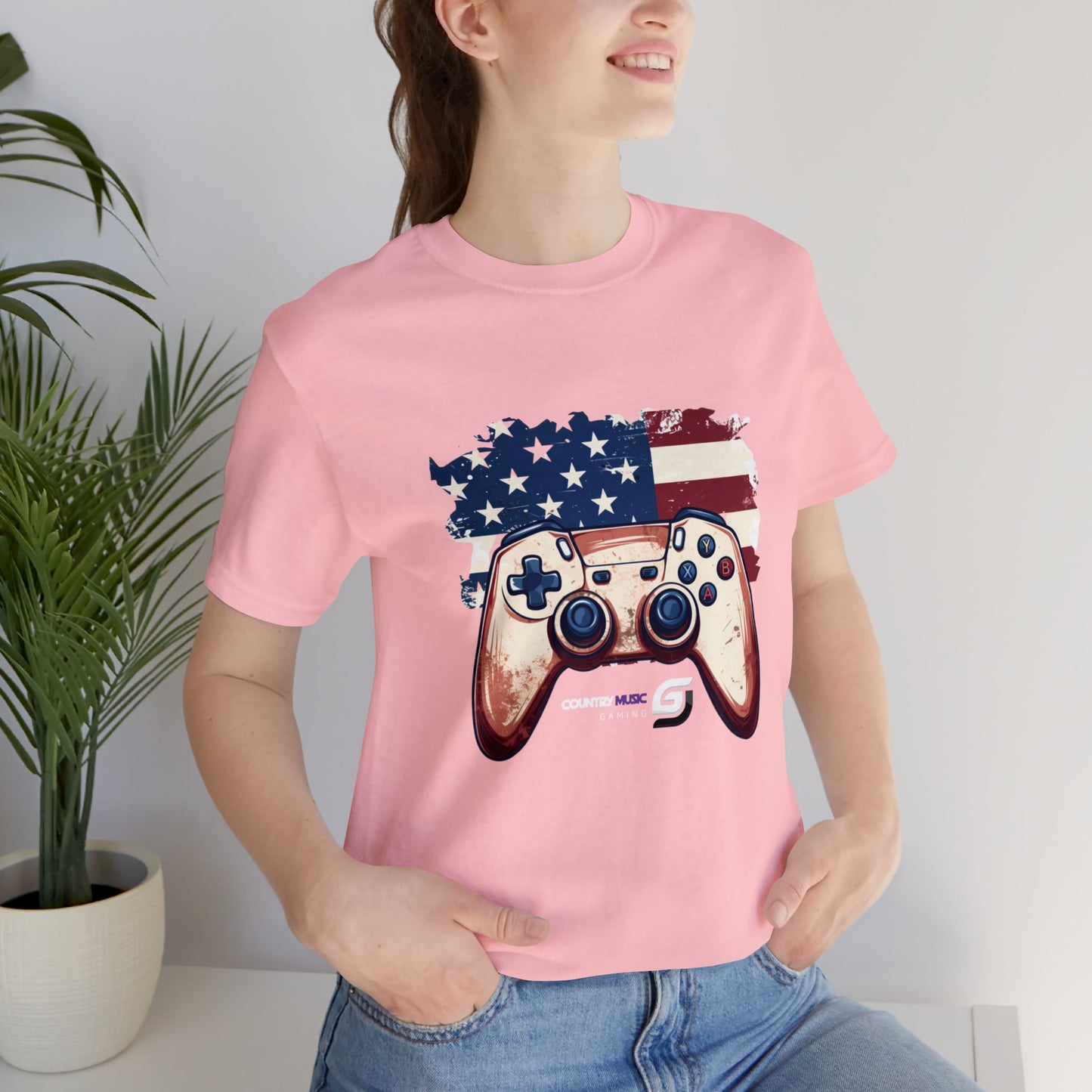 USA Flag/Controller - Unisex T-Shirt