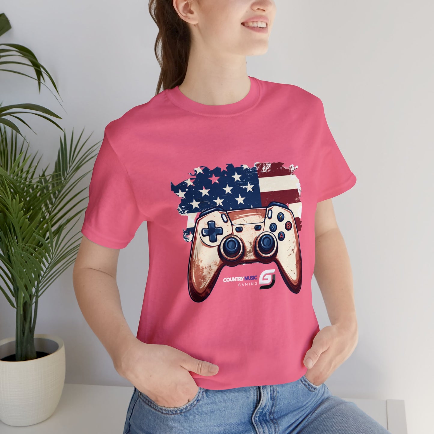 USA Flag/Controller - Unisex T-Shirt