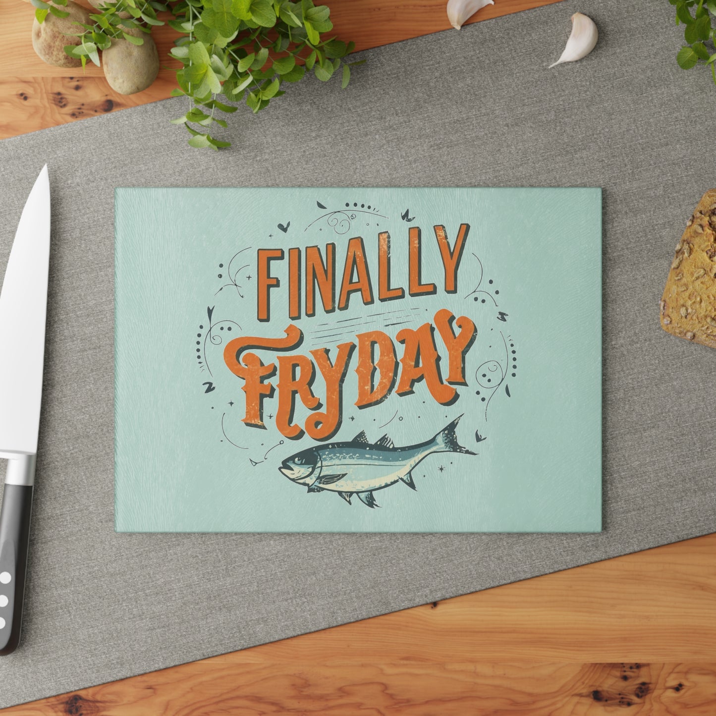 Finally Fryday Glass Cutting Board